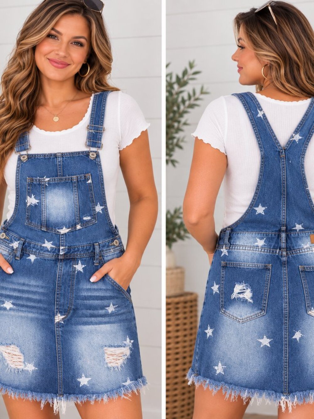 Denim Overall Dress w/ Pockets
